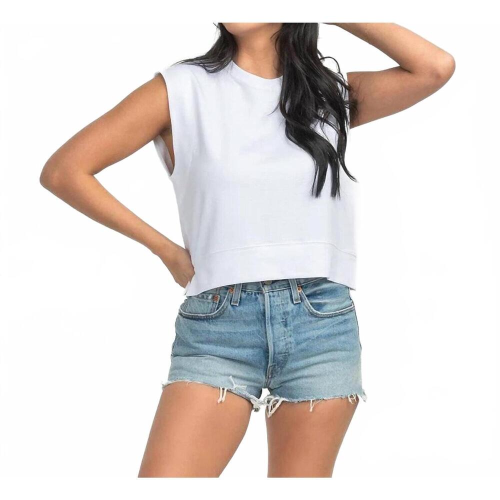 NEW SOUTHERN SHIRT COMPANY slub knit muscle tee in bright white